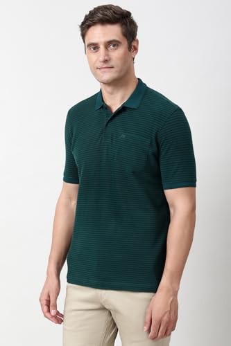 Peter England Men's Cotton-Polyester Fine Stripe Polo Shirt - Image 3