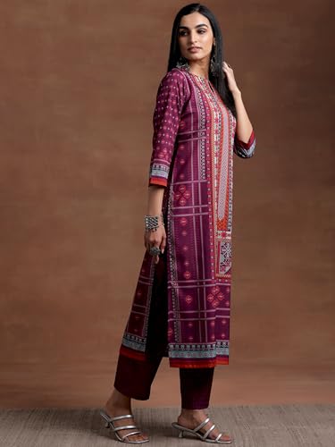 Libas Womens Printed Crepe Straight Kurta With Trousers - Authentic Libas Clothing | UrbanThreads - Image 4
