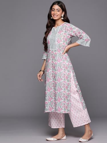 Libas Womens Printed Cotton Straight Kurta With Palazzos and Dupatta - Authentic Libas Clothing | UrbanThreads - Image 4