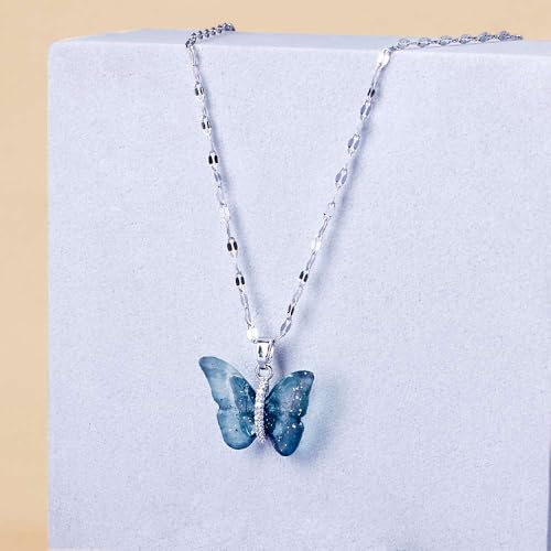 SALTY Blue Winged Butterfly Pendant Necklace for Women - Image 5