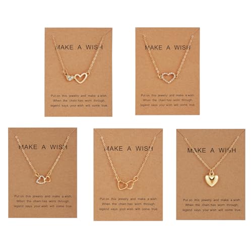 Shining Diva 5 Pcs Crystal Heart Necklace Set for Women - Image 2