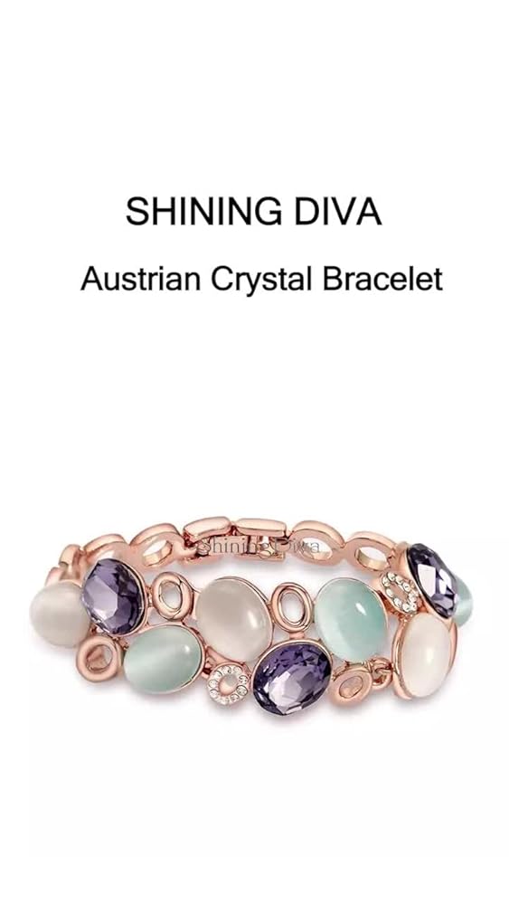 Shining Diva Rose Gold Austrian Crystal Bracelet for Women - Image 3