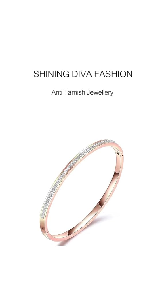 Shining Diva 18K Gold Plated Stainless Steel Crystal Bracelet - Image 3