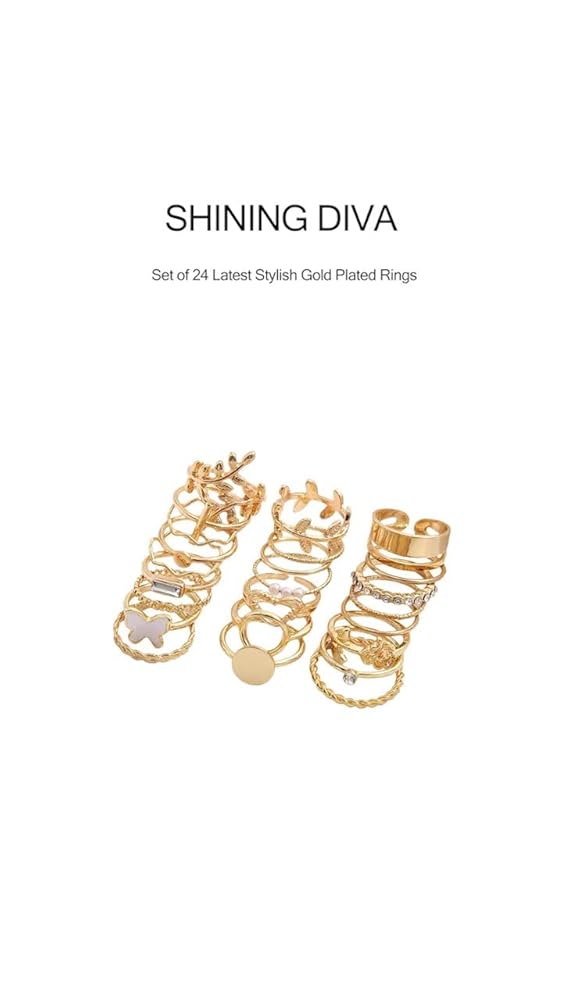 Shining Diva Set of 24 Gold Plated Rings for Women and Girls - Image 3