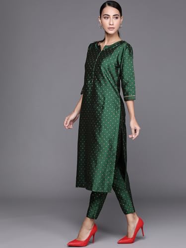 Libas Womens Self Design Silk Blend Straight Kurta With Trousers and Dupatta - Authentic Libas Clothing | UrbanThreads - Image 4