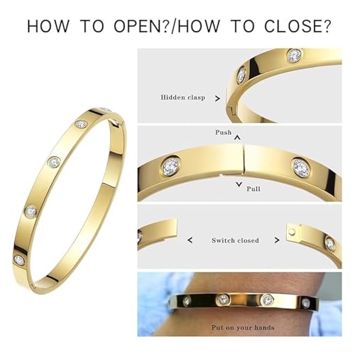 Okos Gold Plated Stainless Steel Cuff Bangle Bracelet - Image 5