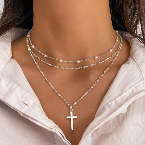 Shining Diva 4 Pcs Silver Plated Necklace Set for Women - Image 5