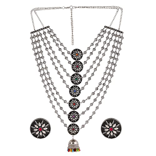 Shining Diva Oxidised Jewellery Set Women Traditional Necklace - Image 5