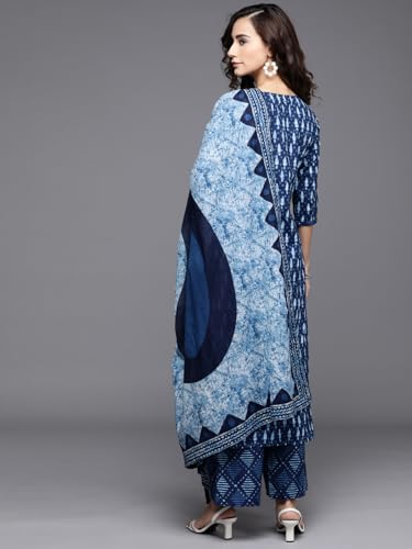 Libas Womens Printed Cotton Straight Kurta With Palazzos and Dupatta - Authentic Libas Clothing | UrbanThreads - Image 5