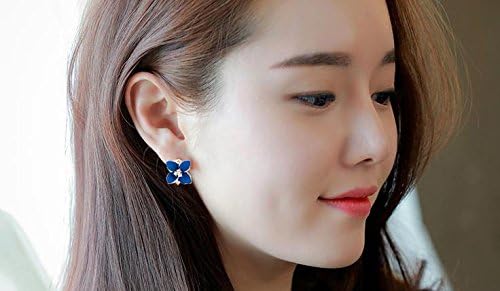 Shining Diva Enamel Blue Flower Stud Earrings for Women - Image 5