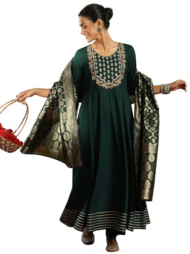 Emerald Anarkali Kurta Set - Libas | UrbanThreads.in - Image 2