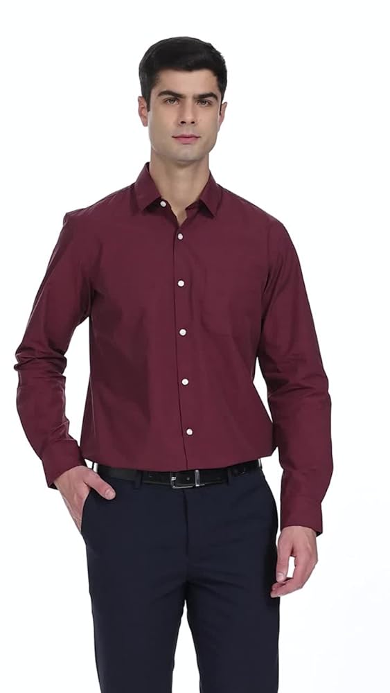 Peter England Men's Solid Slim Fit Full Sleeve Formal Shirt - Image 3