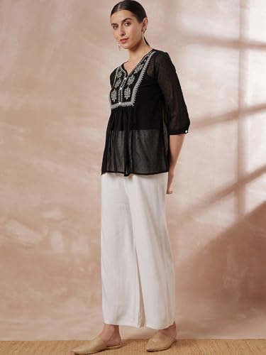 Amazon Brand - INKAST Women's Solid Regular Fit Tunic Shirt | Tops | 3/4th Sheer Sleeves - Authentic Amazon Clothing | UrbanThreads - Image 4