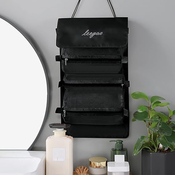 SANWALSA Nylon Black 4-in-1 Hanging Makeup Pouch Kit - Image 5