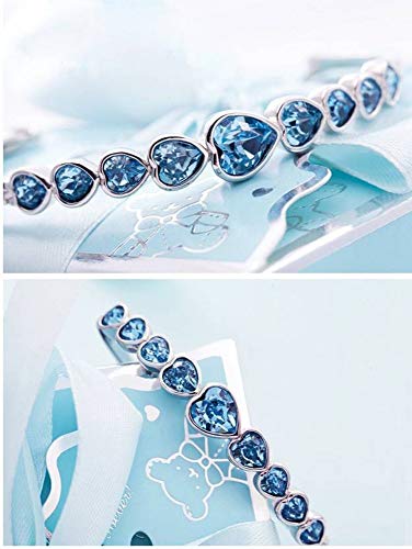 Shining Diva Silver Plated Blue Charm Austrian Crystal Bracelet - Image 5