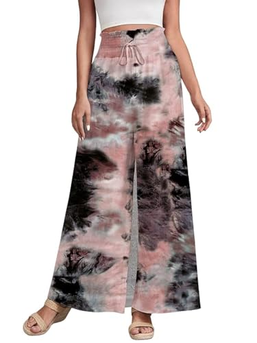 Leriya Fashion Womens Mid Rise Tie-Dye Loose Fit Flared Wide Leg Palazzo Pants | Relaxed Pants | Bot - Authentic Leriya Clothing | UrbanThreads - Image 2