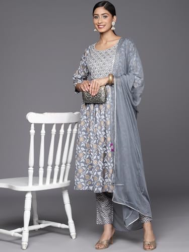 Libas Womens Yoke Design Viscose A-Line Kurta With Trousers and Dupatta - Authentic Libas Clothing | UrbanThreads - Image 5