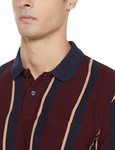 Peter England Men's 100% Cotton Vertical Striped Polo Shirt - Image 4