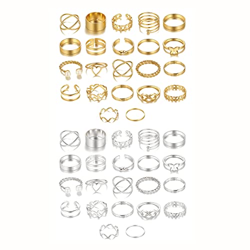 Shining Diva 44 pcs Gold and Silver Plated Rings for Women - Image 2