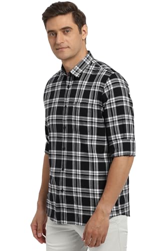 Peter England Mens Cotton Slim Fit Checkered Shirt - Image 3