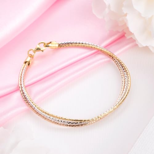 ZAVYA 925 Sterling Silver Triple Tone Chain Bracelet - Image 4