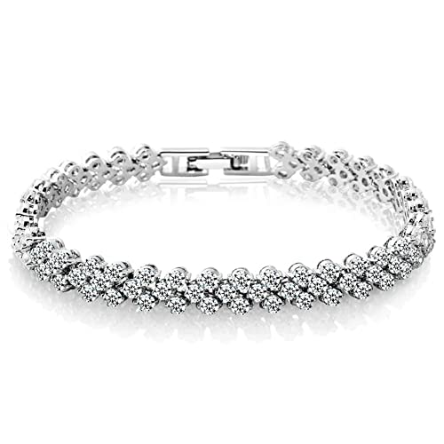 Shining Diva Platinum Plated Crystal Bangle Bracelet Women - Image 2