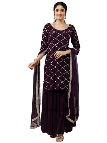 Libas Women's Embroidered Poly Georgette Straight Kurta With Sharara & Dupatta - Authentic Libas Clothing | UrbanThreads - Image 2