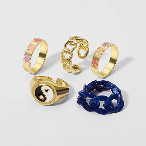 Shining Diva Colorful Chunky Y2K Aesthetic Rings for Girls - Image 4
