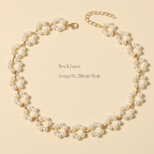 Shining Diva Pearl Chain Pendant Choker Necklace for Women - Image 4
