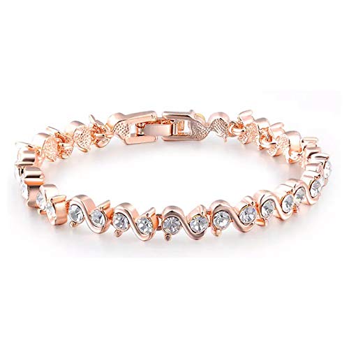 Shining Diva 18k Rose Gold-Plated Cubic Zirconia Bracelet for Women - Image 2