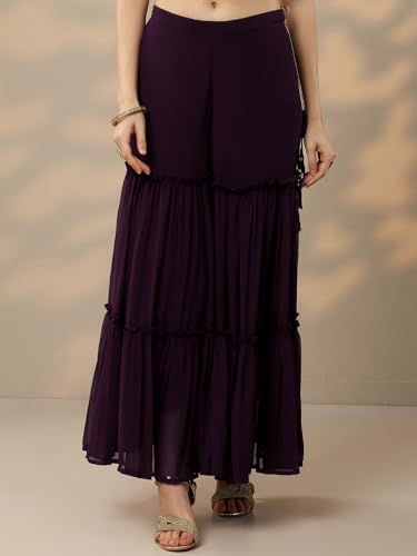 Libas Women's Embroidered Poly Georgette Straight Kurta With Sharara & Dupatta - Authentic Libas Clothing | UrbanThreads - Image 5