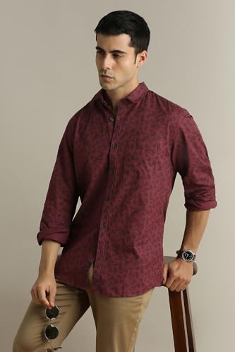 Peter England Leaf Print Slim Fit Shirt - Image 3