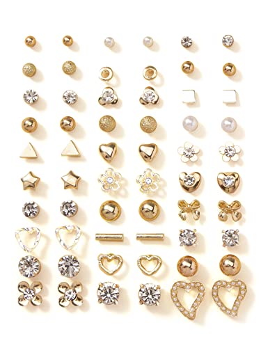Shining Diva 30 Pairs Earrings Combo Set Crystal Pearl Women - Image 2