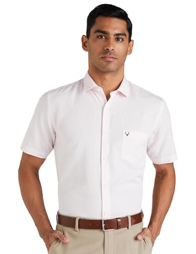Allen Solly Men's Regular Fit Solid Half Sleeve Linen Shirt - Image 2
