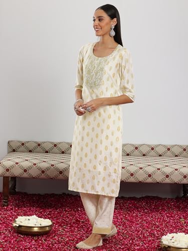 Libas Womens Printed Silk Blend Straight Kurta With Palazzos and Dupatta - Authentic Libas Clothing | UrbanThreads - Image 5