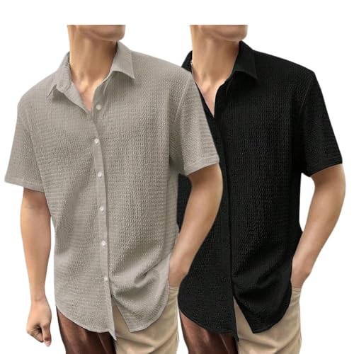 GRECIILOOKS Men's Polycotton Shirt |Stylish Casual Regular Fit Shirts | Textured Half Sleeve | Slim - Authentic GRECIILOOKS Clothing | UrbanThreads - Image 2