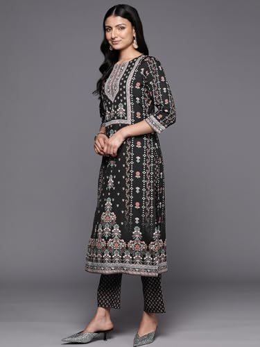 Libas Womens Printed Crepe Straight Kurta With Trousers and Dupatta - Authentic Libas Clothing | UrbanThreads - Image 3