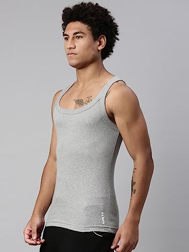 Levi's 015 Men's Rib Cotton Solid Vest - Square-Neck, Sleeveless - Image 4