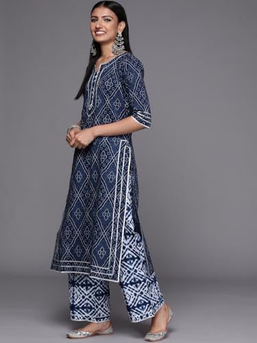 Libas Womens Printed Cotton Straight Kurta With Palazzos and Dupatta - Authentic Libas Clothing | UrbanThreads - Image 3