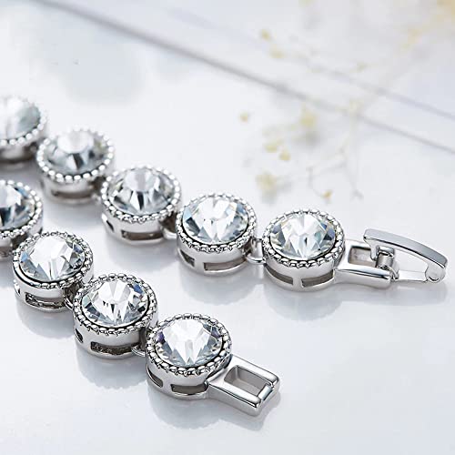 Shining Diva Platinum Plated Crystal Bracelet for Women - Image 4