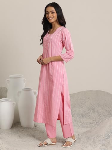 Woven Cotton Kurta Set with Trousers & Dupatta - Libas | UrbanThreads - Image 5