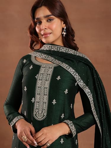 Emerald Embroidered Silk Kurta Set | Libas - UrbanThreads.in - Image 5