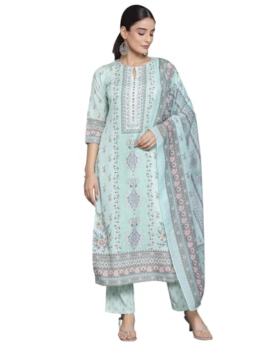 Libas Womens Printed Crepe Straight Kurta With Trousers and Dupatta - Authentic Libas Clothing | UrbanThreads - Image 2