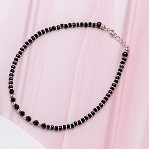 ZAVYA 925 Sterling Silver Designer Black Rhodium Plated Beaded Anklet (Single) | Gift for Women & Gi - Authentic ZAVYA Fashion | UrbanThreads - Image 5
