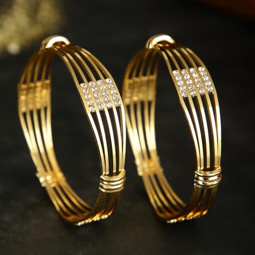 Shining Diva 18k Gold Plated Bangles Set of 2 for Women - Image 3