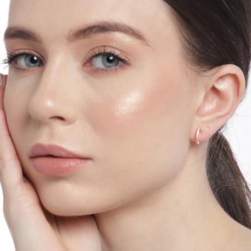 ZAVYA 925 Sterling Silver Cubic Zirconia Circular Rose Gold Plating Hoop Earrings | Gift for Women a - Authentic ZAVYA Accessories | UrbanThreads - Image 5