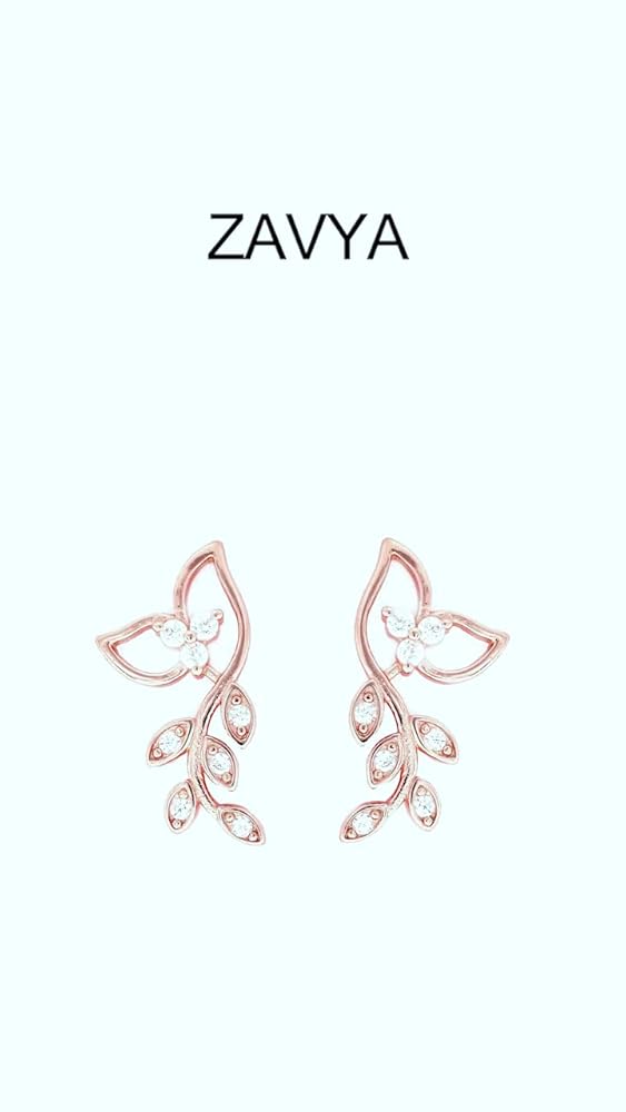 ZAVYA 925 Sterling Silver Rose Gold Plated Earrings for Women - Image 3