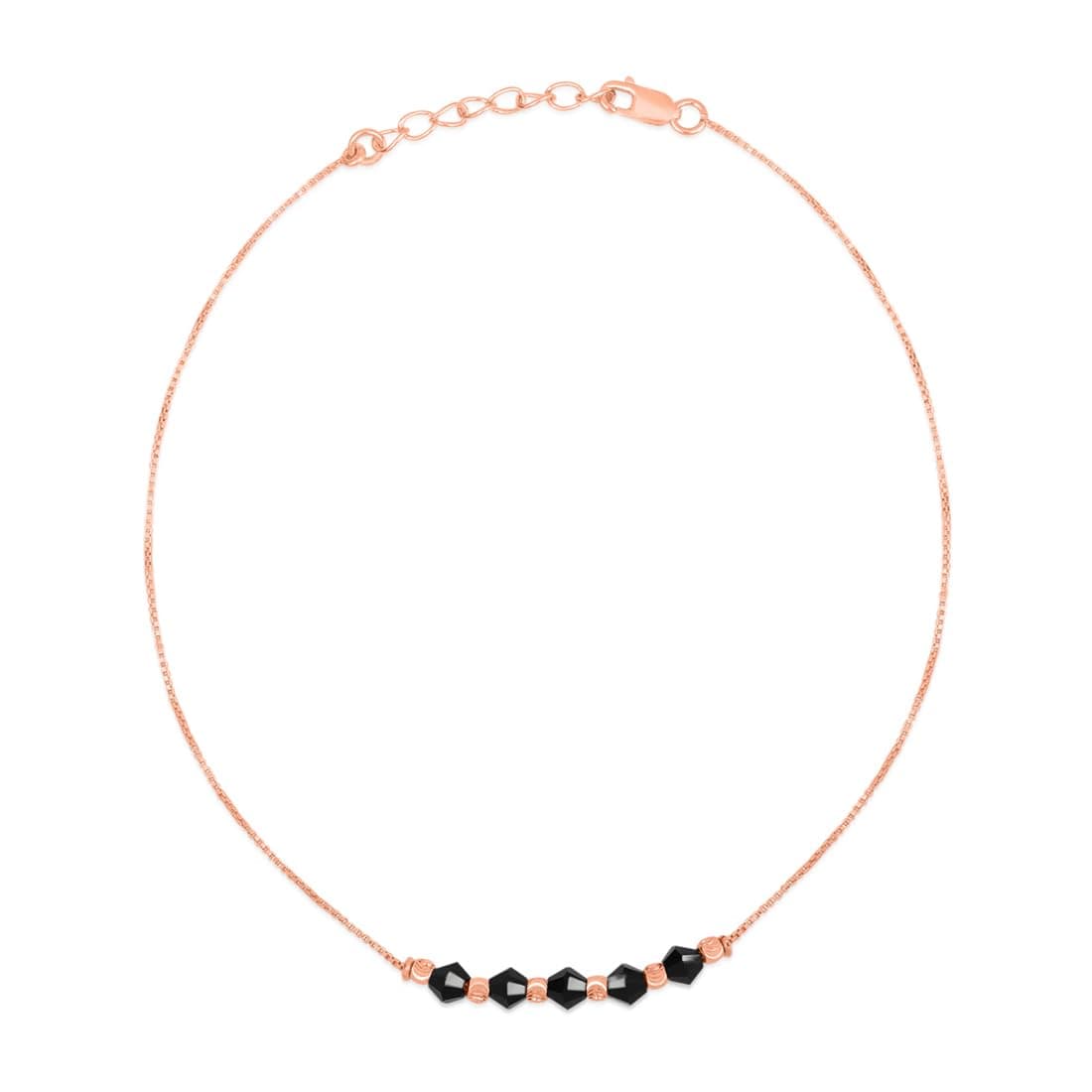 ZAVYA 925 Sterling Silver Beads Minimal Rose Gold Plating Chain Anklet (Single) | Gift for Women & G - Authentic ZAVYA Fashion | UrbanThreads