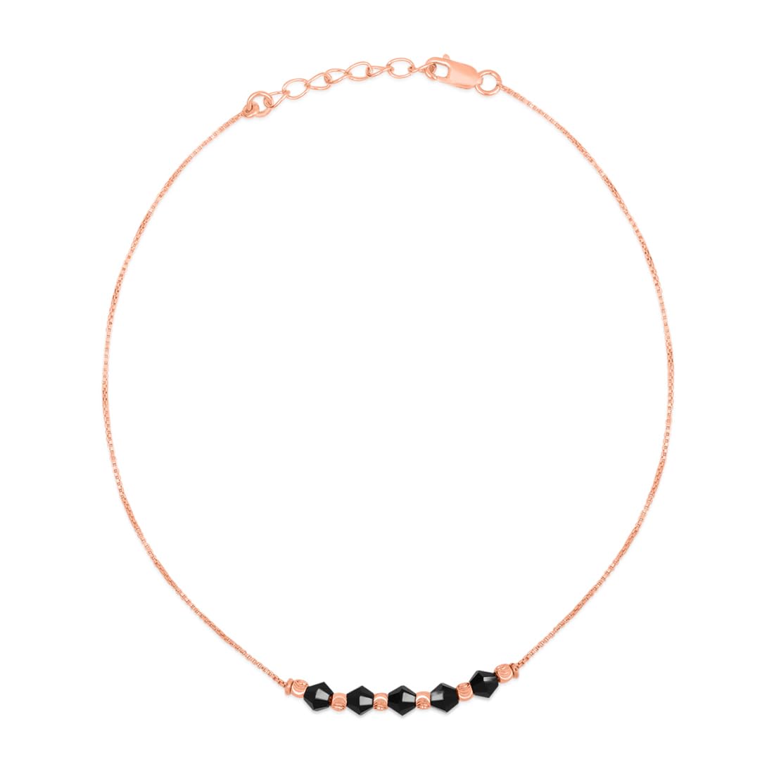 ZAVYA 925 Sterling Silver Beads Minimal Rose Gold Plating Chain Anklet (Single) | Gift for Women & G - Authentic ZAVYA Fashion | UrbanThreads
