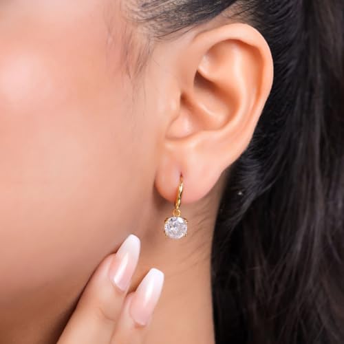 Zavya 925 Sterling Silver Solitaire Gold Plated Earrings | Gifts for Women and Girls | With Certific - Authentic Zavya Accessories | UrbanThreads - Image 4